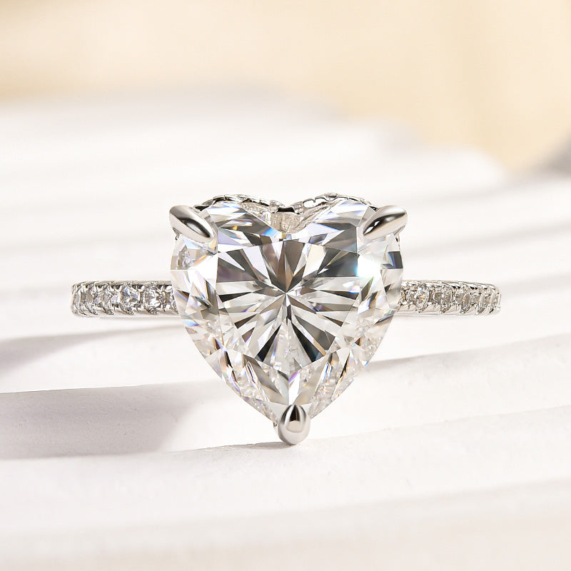 Ahabobo Moissanite 4.0 CT Heart Cut Engagement Ring For Women