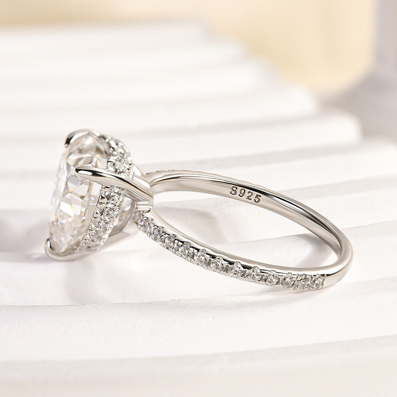 Ahabobo Moissanite 4.0 CT Heart Cut Engagement Ring For Women