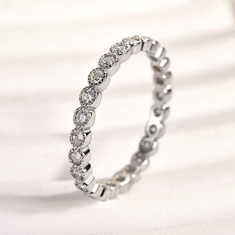 Ahabobo Moissanite 0.5 Ct Round Cut Pave Wedding Band