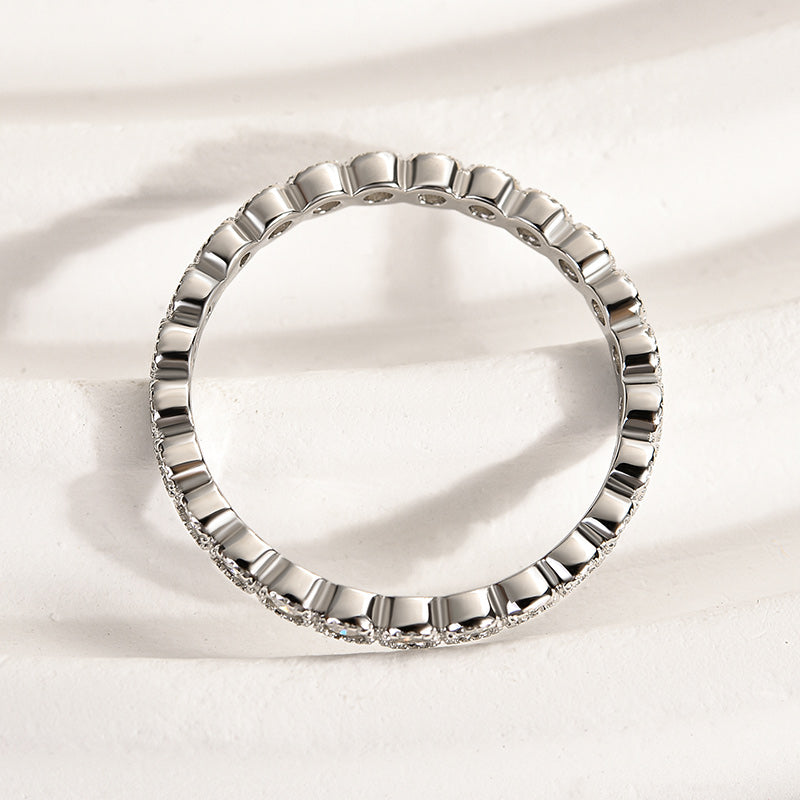 Ahabobo Moissanite 0.5 Ct Round Cut Pave Wedding Band