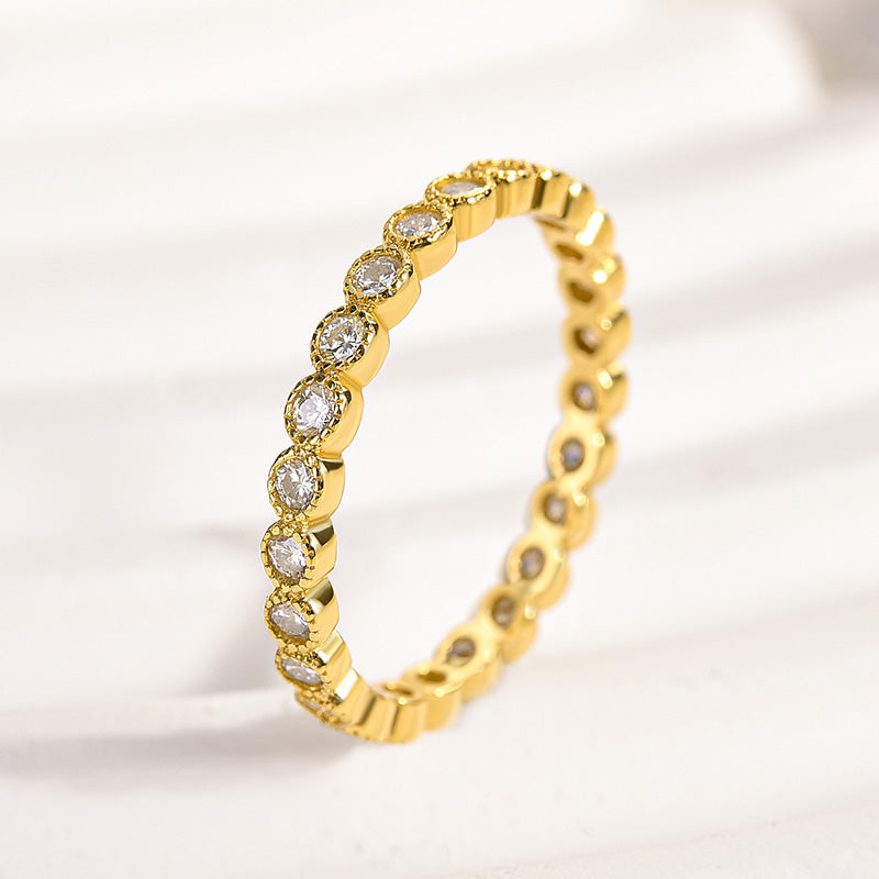 Ahabobo Moissanite 0.5 Ct Round Cut Pave Wedding Band
