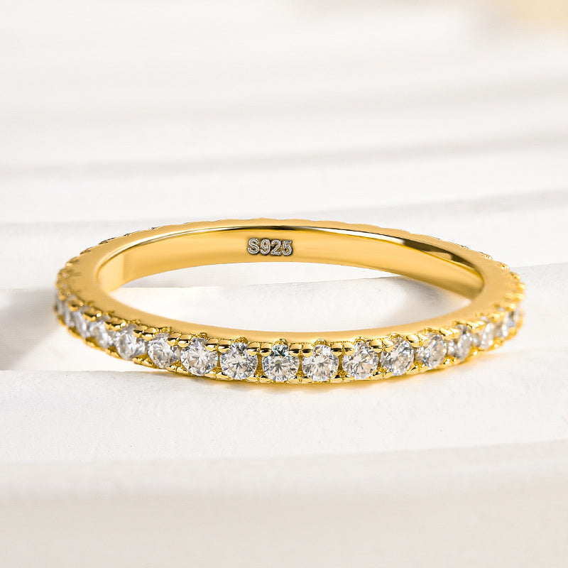 Ahabobo Moissanite 0.5 Ct Full Eternity Thin Wedding Band For Women