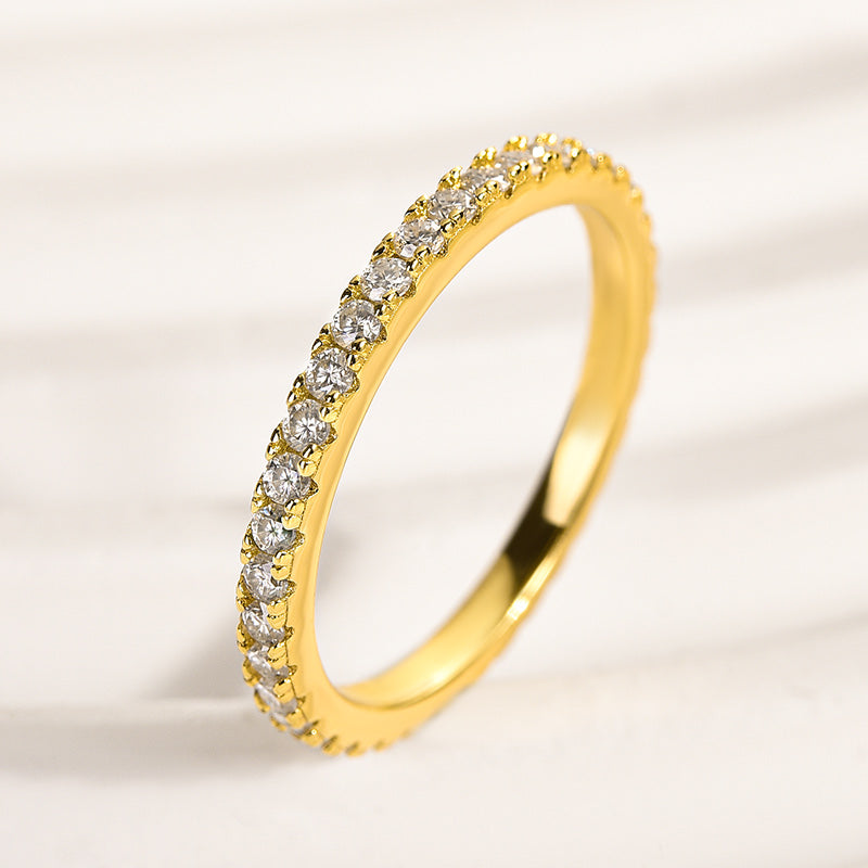 Ahabobo Moissanite 0.5 Ct Full Eternity Thin Wedding Band For Women