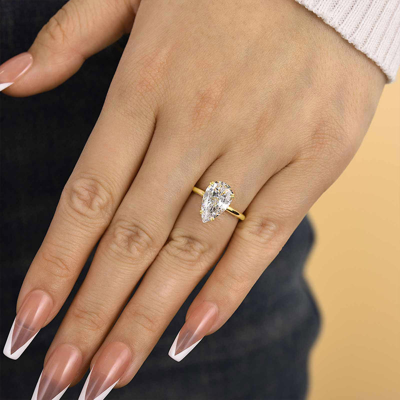 Sparkle Pear Cut Yellow Gold Engagement Ring