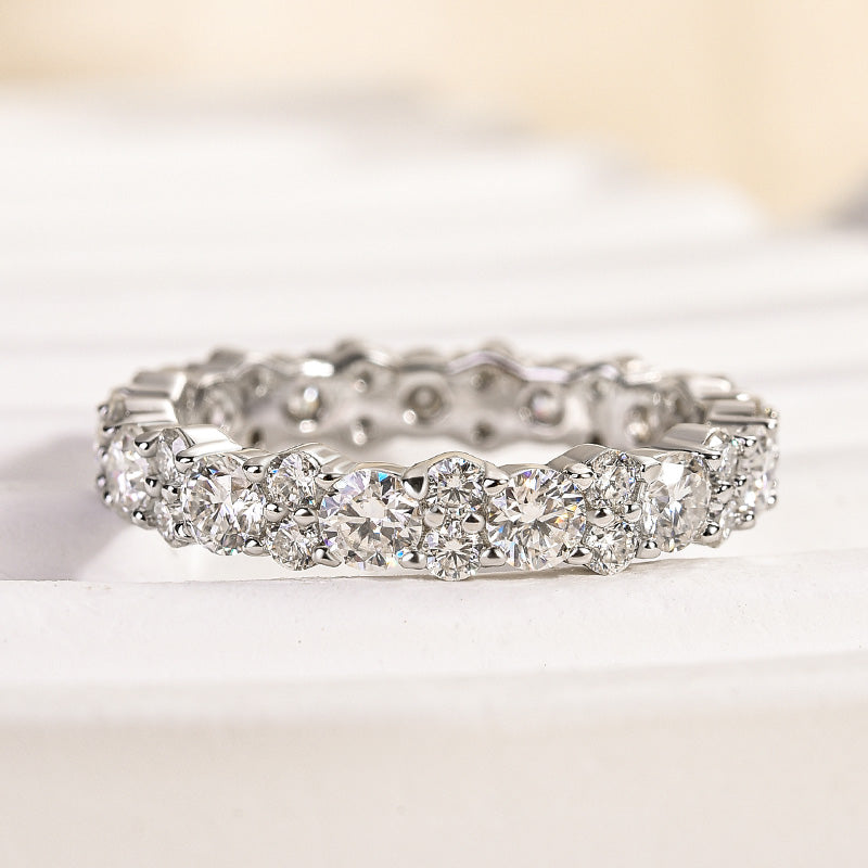 Ahabobo Moissanite 2.5 Ct Round Cut Full Wedding Band for Women