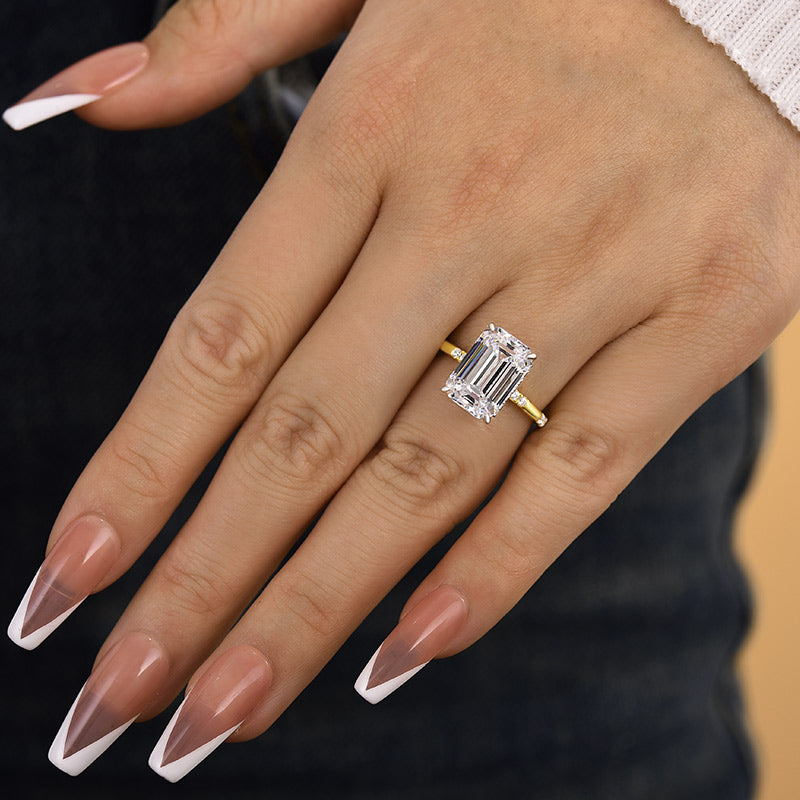 Gorgeous Two-Tone 6Ct Emerald Cut Engagement Ring