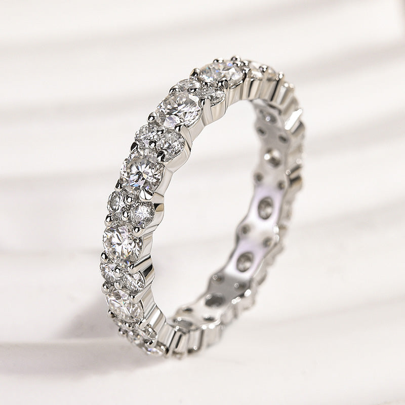 Ahabobo Moissanite 2.5 Ct Round Cut Full Wedding Band for Women