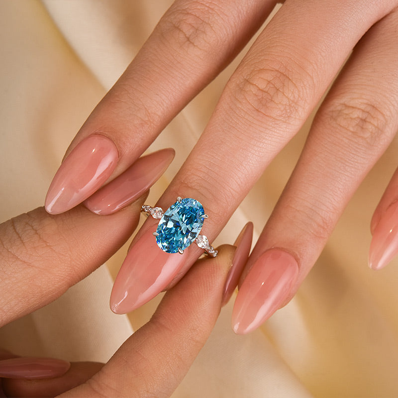 Ahabobo Exquisite Blue Stone Oval Cut Travel Ring