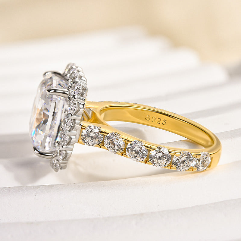 Ahabobo Two-Tone 6.0Ct Cushion Cut Engagement Ring