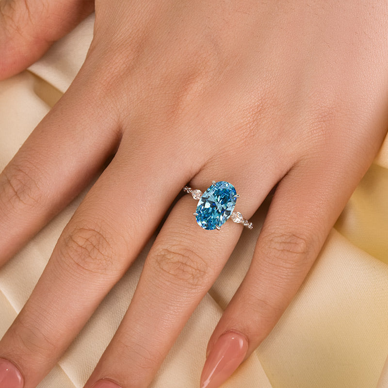 Ahabobo Exquisite Blue Stone Oval Cut Travel Ring