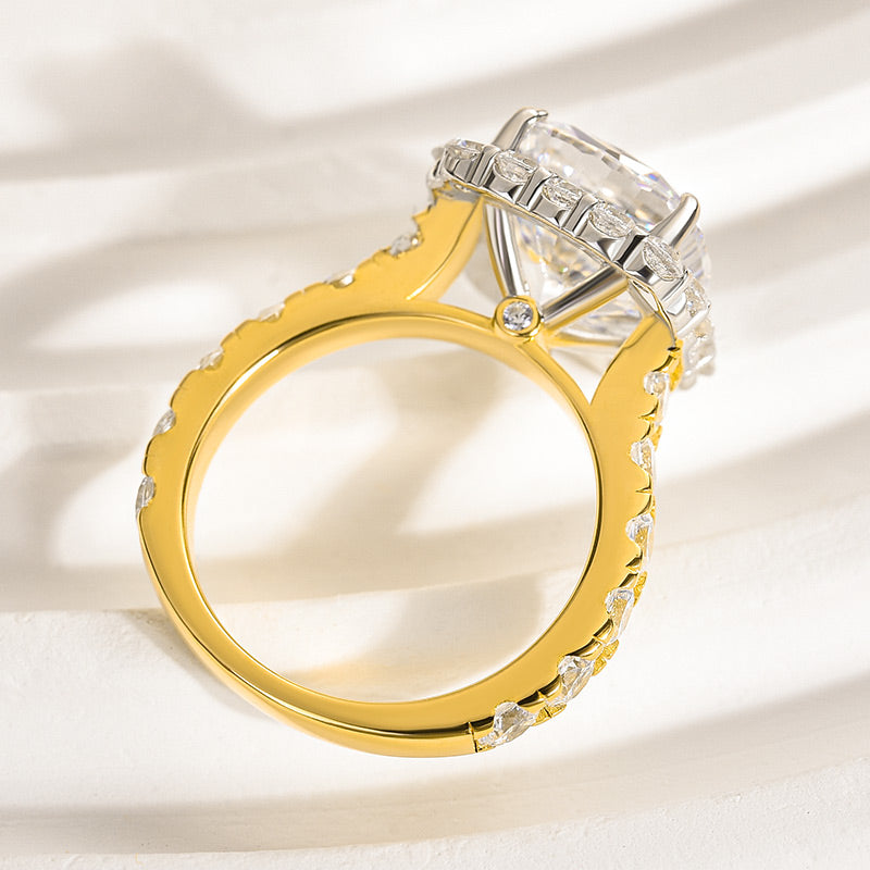Ahabobo Two-Tone 6.0Ct Cushion Cut Engagement Ring