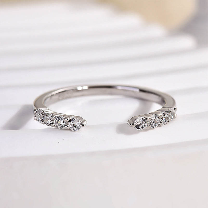 Unique Yellow Gold Open Wedding Band In Sterling Silver