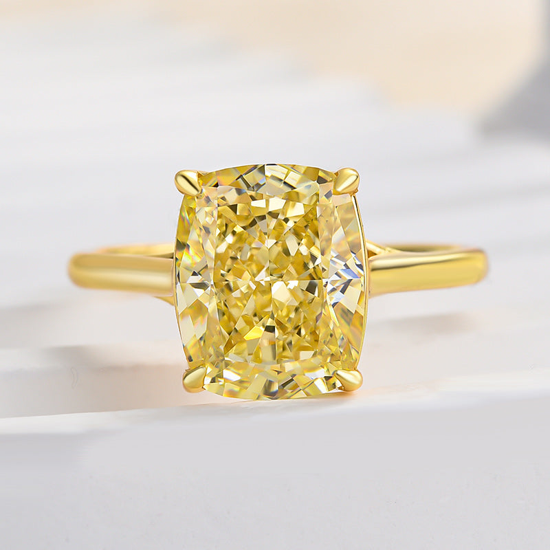 Exquisite Yellow Stone Cushion Cut Engagement Ring