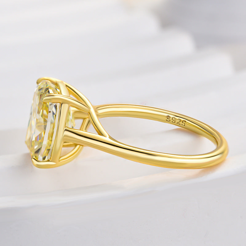 Exquisite Yellow Stone Cushion Cut Engagement Ring