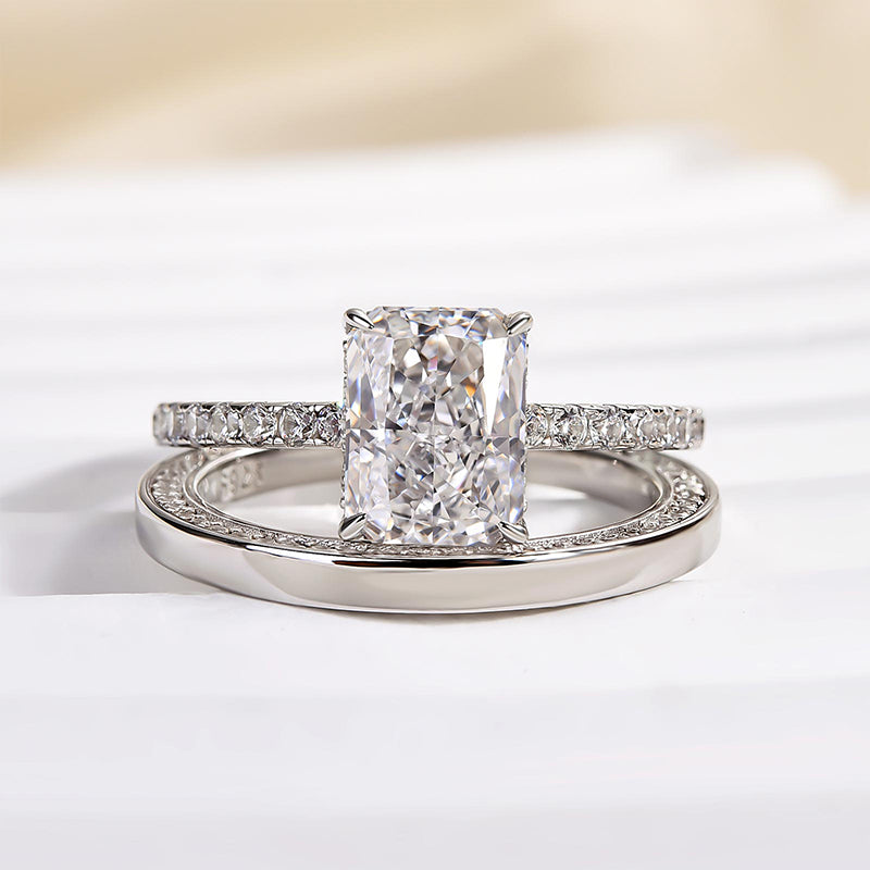 Ahabobo Gorgeous 2.0 Carat Radiant Cut Wedding Ring Set