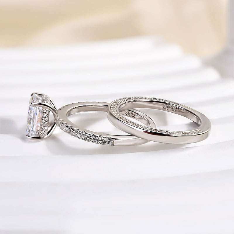 Ahabobo Gorgeous 2.0 Carat Radiant Cut Wedding Ring Set