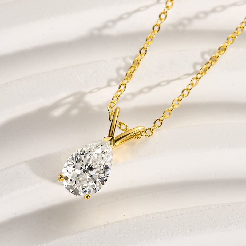 1.5 Carat Moissanite Pear Cut Pendant Necklace In Sterling Silver