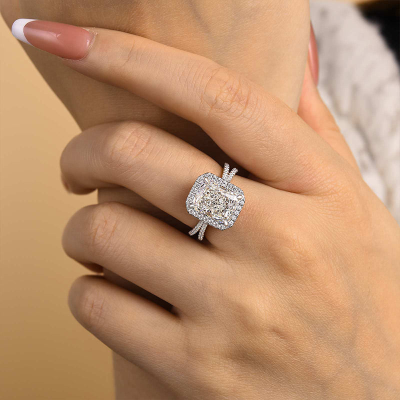 Noble Split Shank Halo Radiant Cut Engagement Ring
