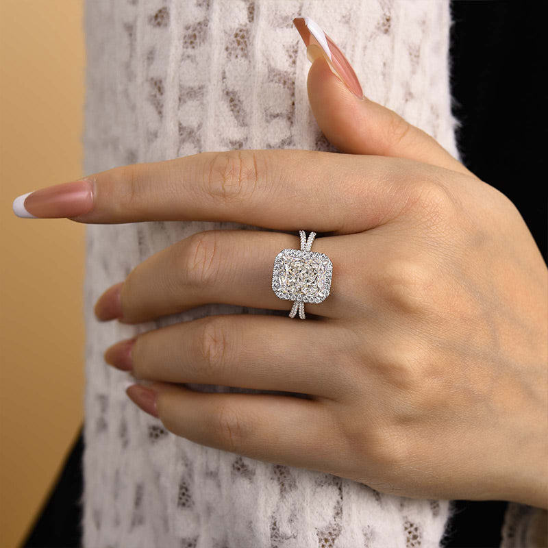 Noble Split Shank Halo Radiant Cut Engagement Ring