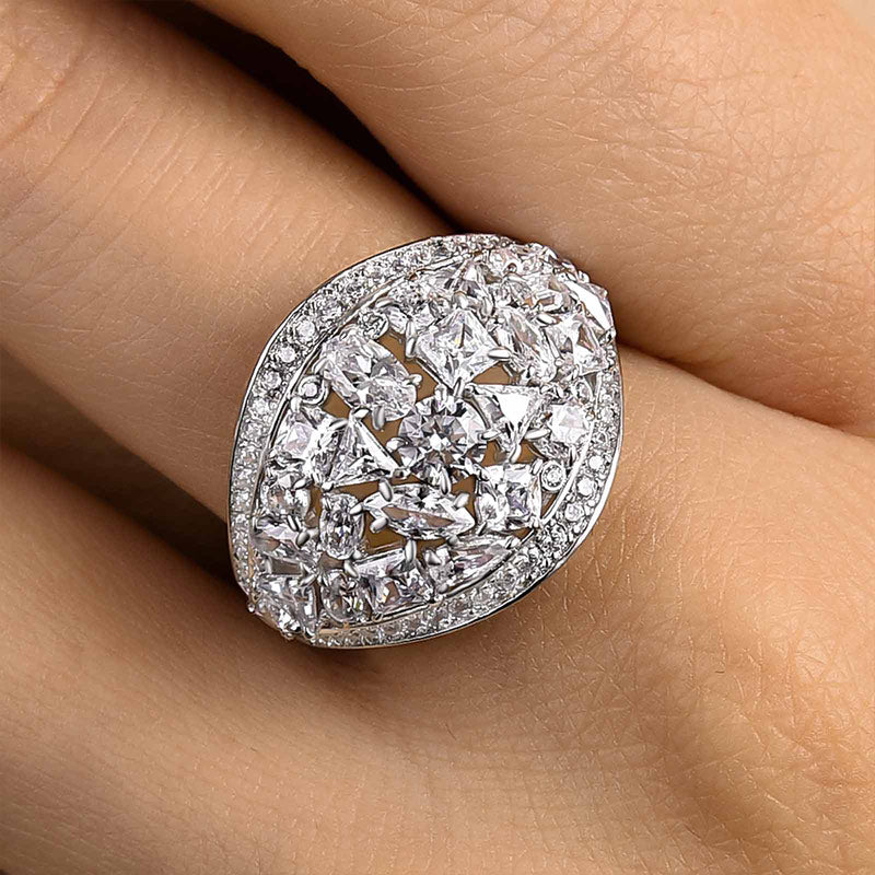 Luxury Cluster Pave Wedding Band
