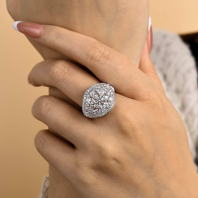 Luxury Cluster Pave Wedding Band