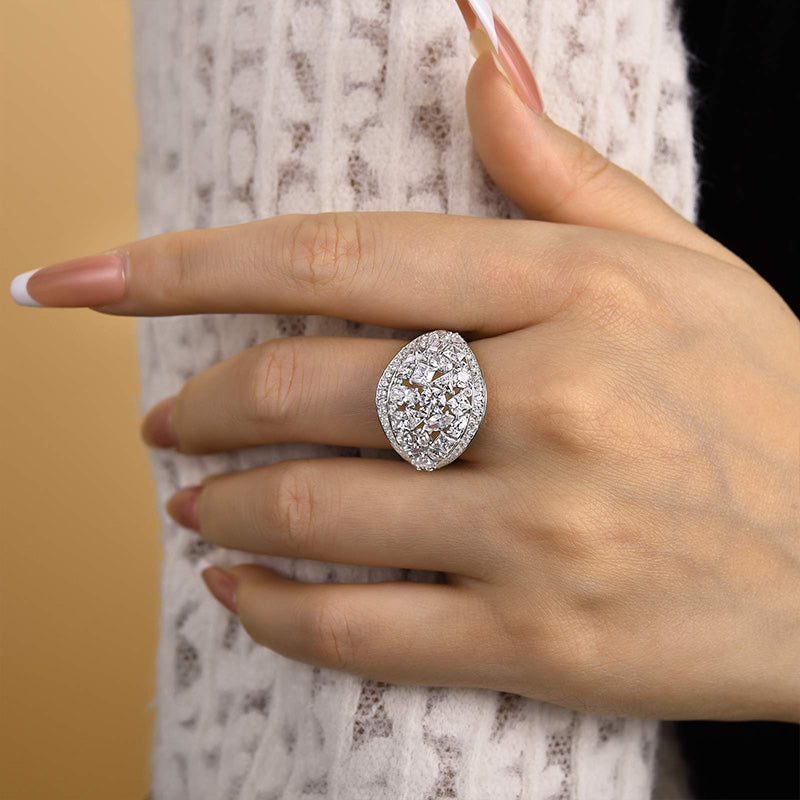 Luxury Cluster Pave Wedding Band