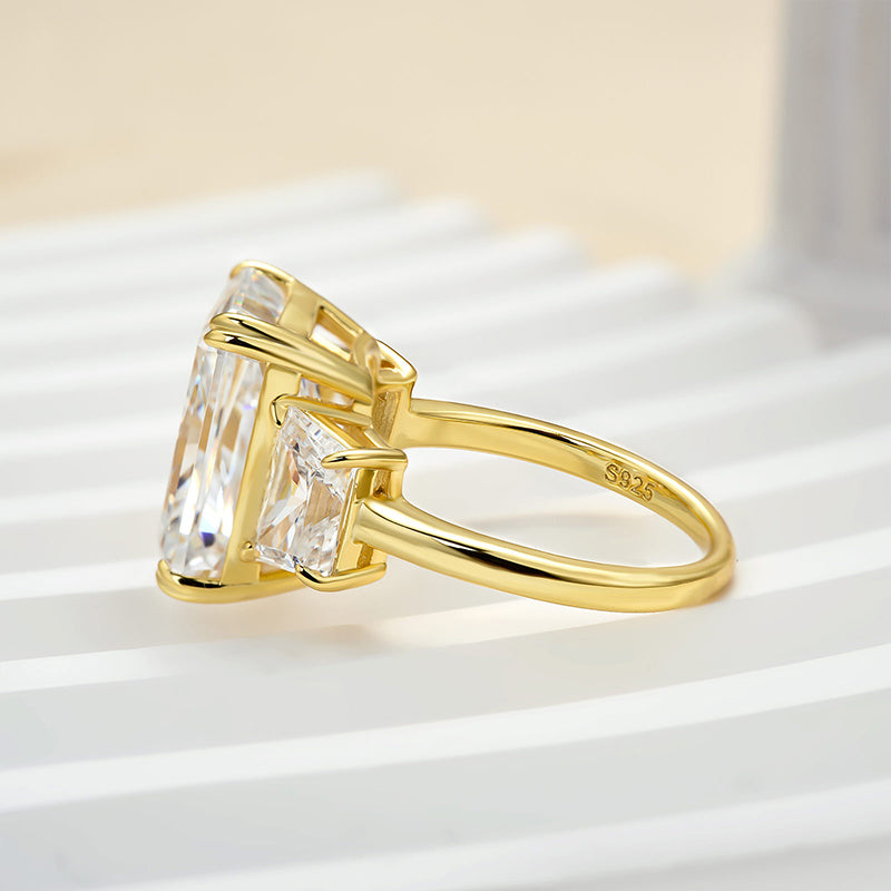 Luxurious Radiant Cut Three Stone Women's Engagement Ring In Sterling Silver