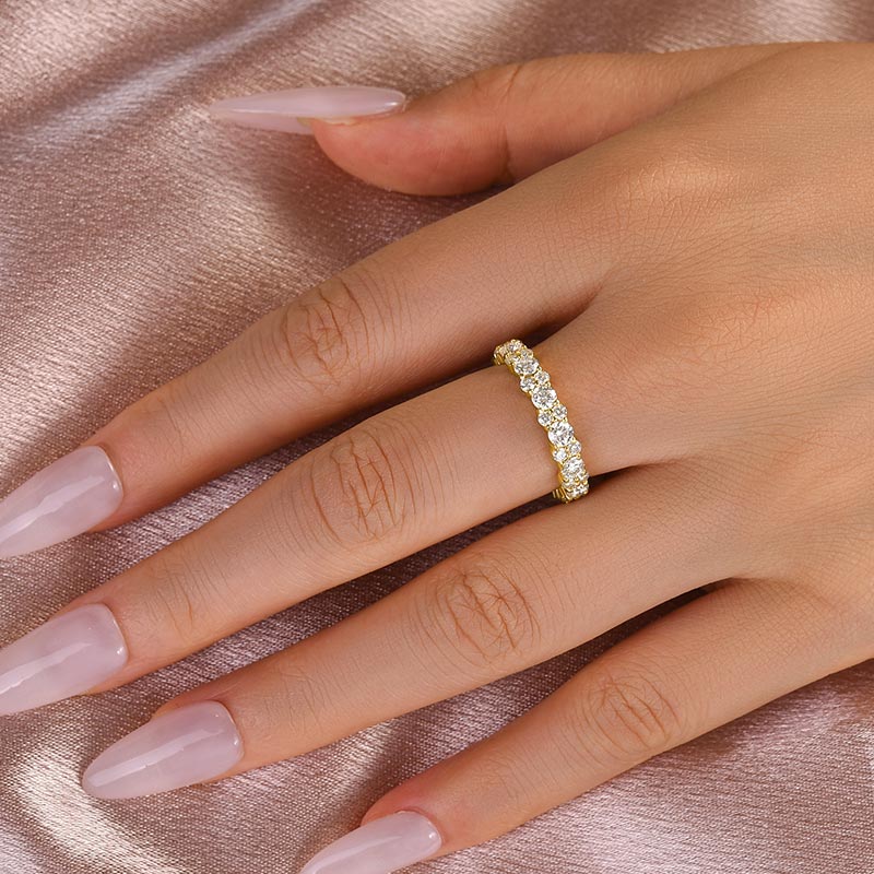 Ahabobo Moissanite 2.5 Ct Round Cut Full Wedding Band for Women