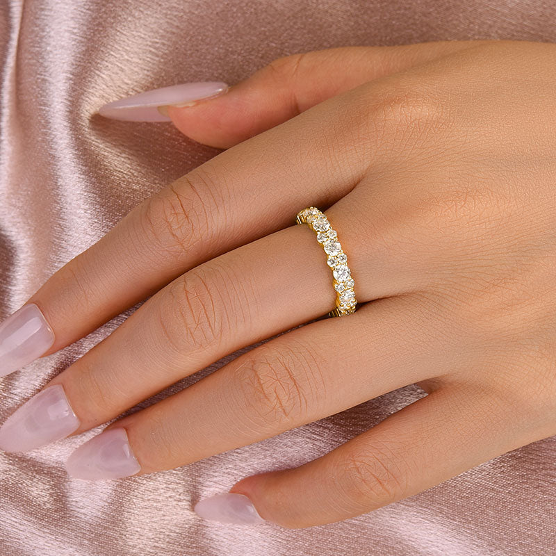 Ahabobo Moissanite 2.5 Ct Round Cut Full Wedding Band for Women