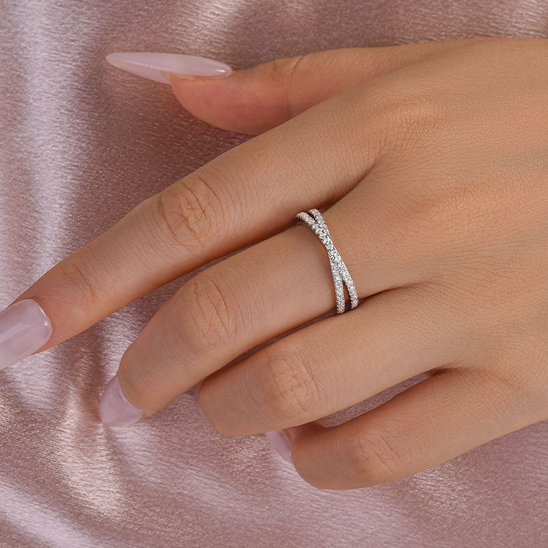 Ahabobo Moissanite 2.0 Ct X Criss Cross Wedding Band