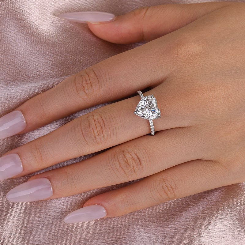Ahabobo Moissanite 4.0 CT Heart Cut Engagement Ring For Women