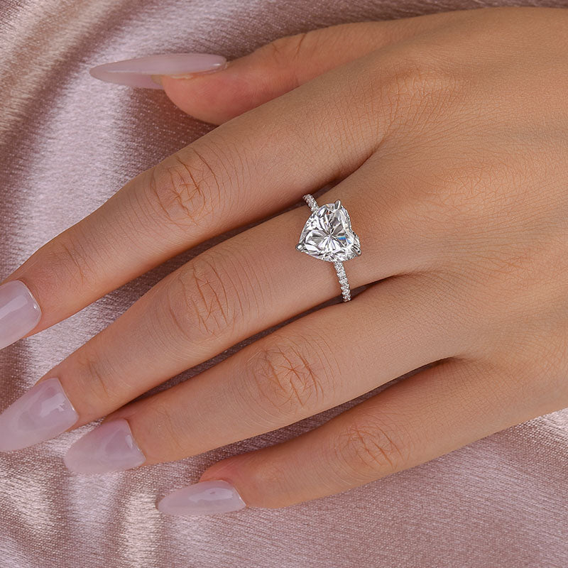 Ahabobo Moissanite 4.0 CT Heart Cut Engagement Ring For Women
