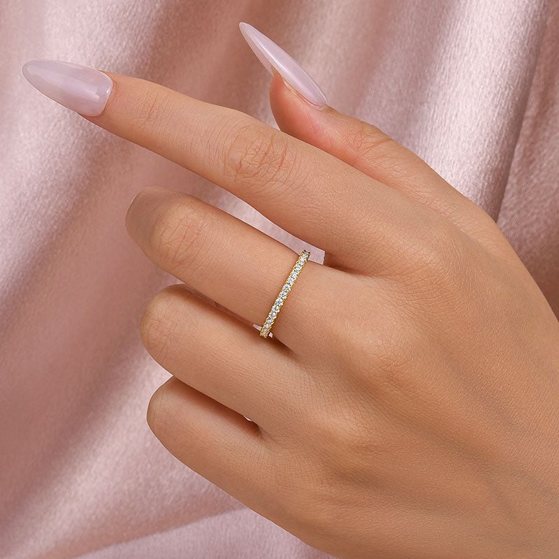 Ahabobo Moissanite 0.5 Ct Full Eternity Thin Wedding Band For Women