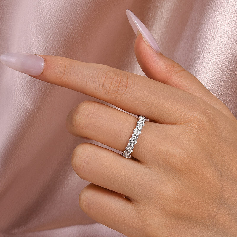 Ahabobo Moissanite 2.5 Ct Round Cut Full Wedding Band for Women