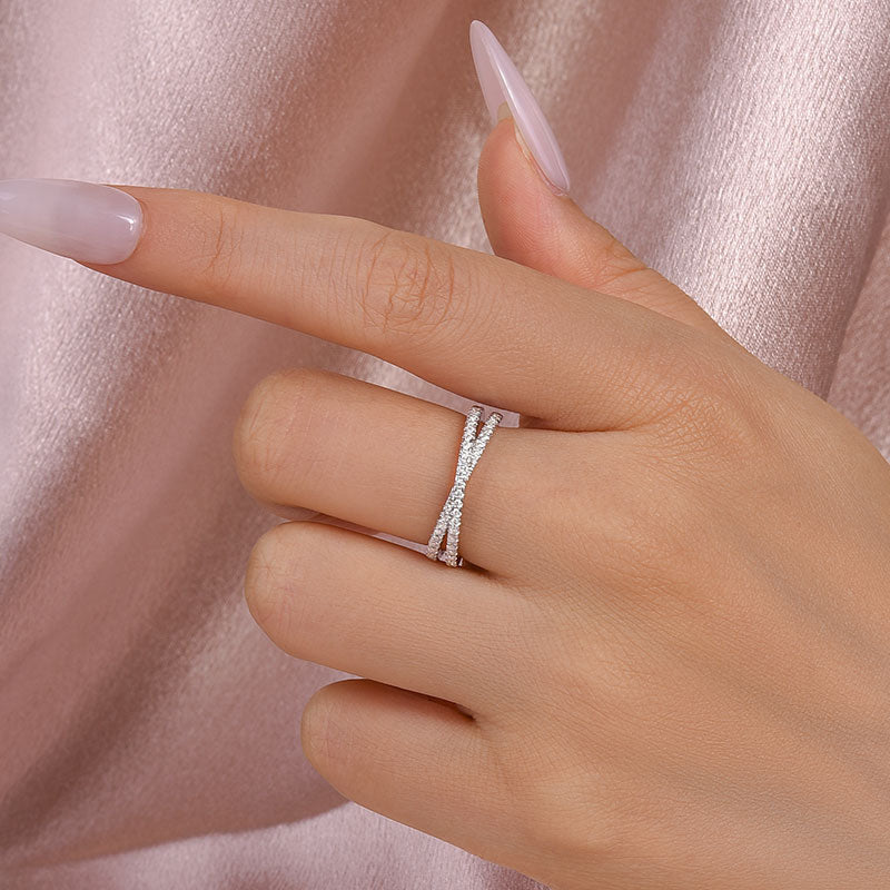 Ahabobo Moissanite 2.0 Ct X Criss Cross Wedding Band
