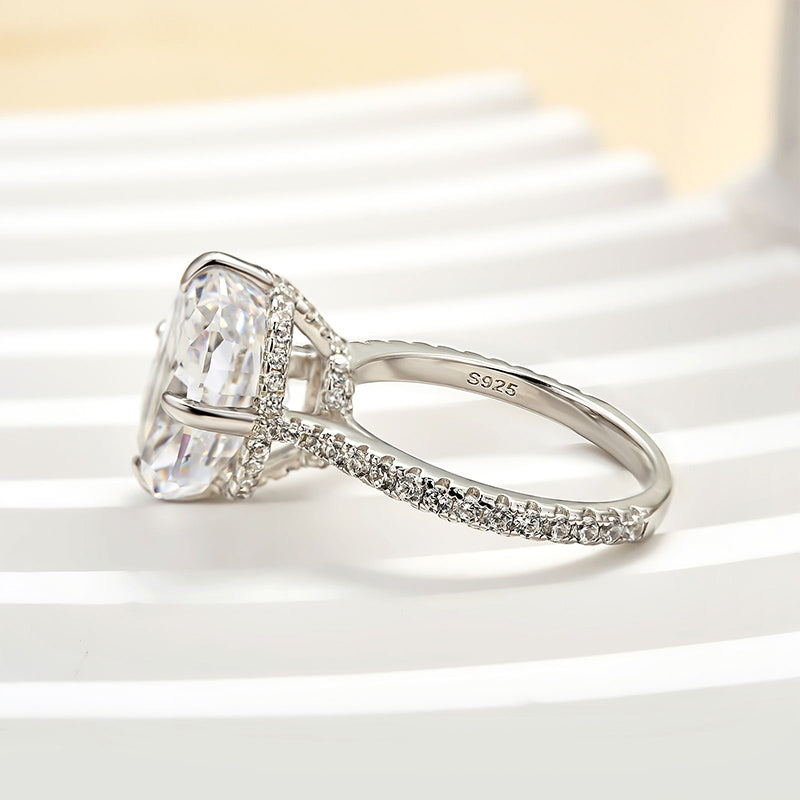 Ahabobo Elegant 6.0 Carat Cushion Cut Engagement Ring In Sterling Silver