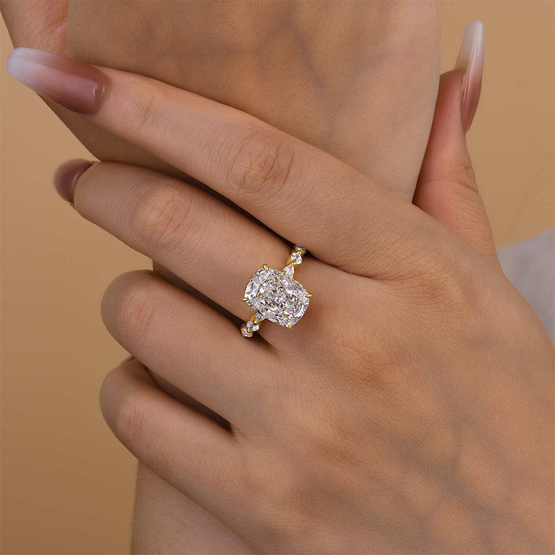 Honorable Yellow Gold Crushed Ice Cushion Cut Engagement Ring