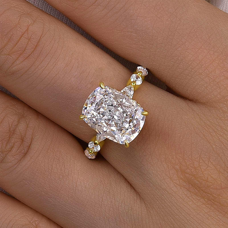 Honorable Yellow Gold Crushed Ice Cushion Cut Engagement Ring