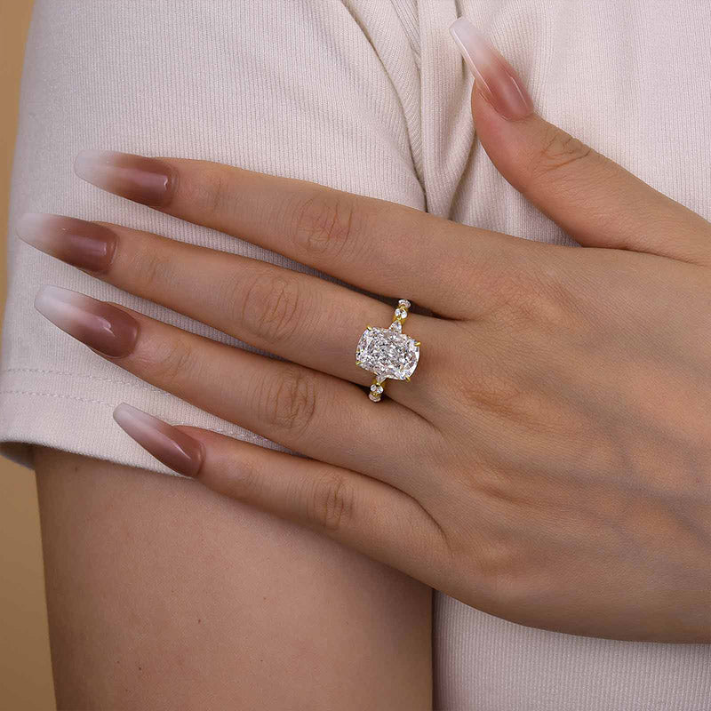 Honorable Yellow Gold Crushed Ice Cushion Cut Engagement Ring