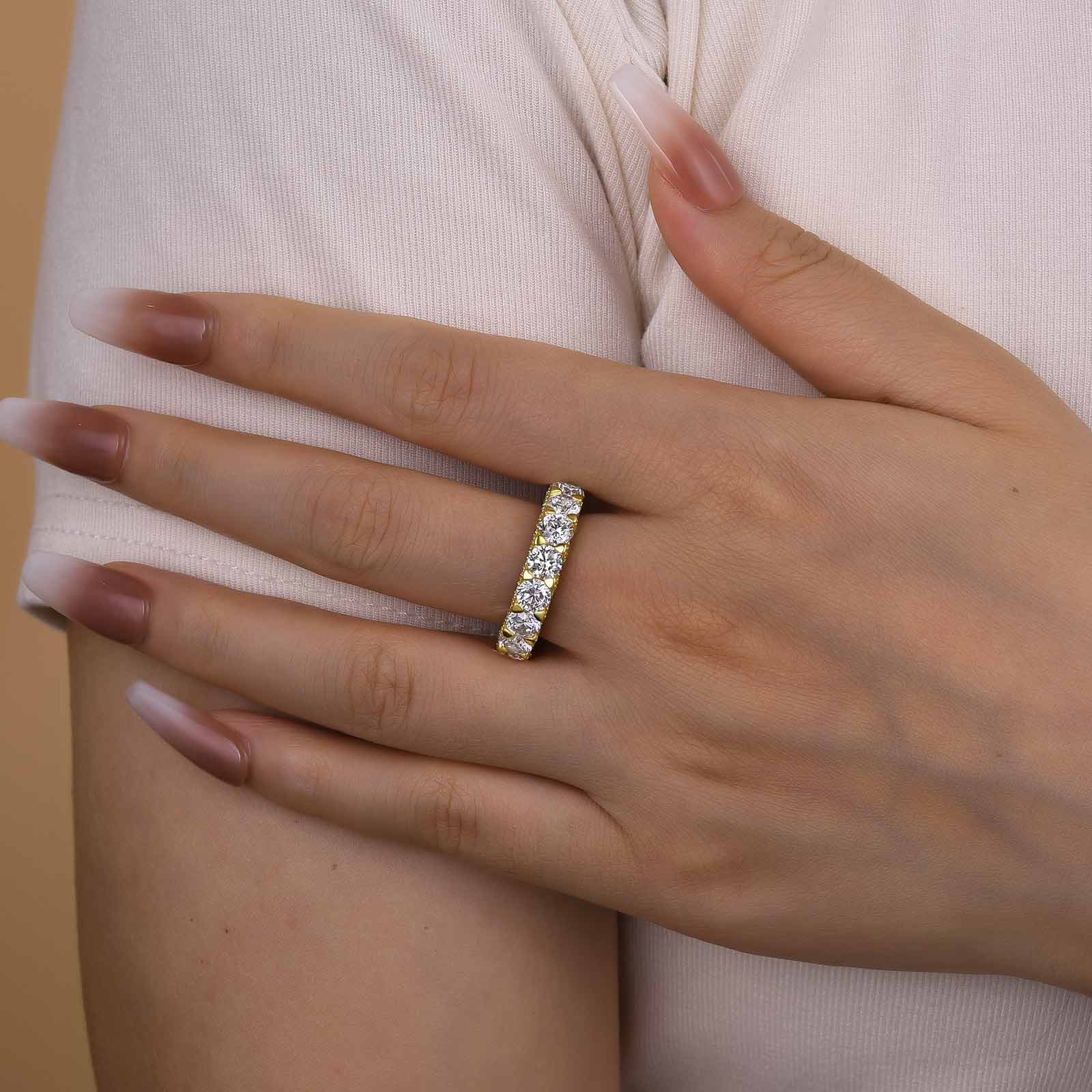 Eternity Round Cut Simulated Diamond Wedding Band for Her In White Gold