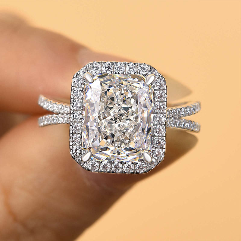 Noble Split Shank Halo Radiant Cut Engagement Ring