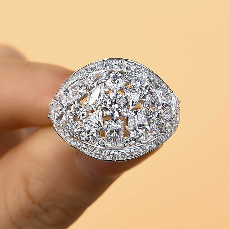 Luxury Cluster Pave Wedding Band
