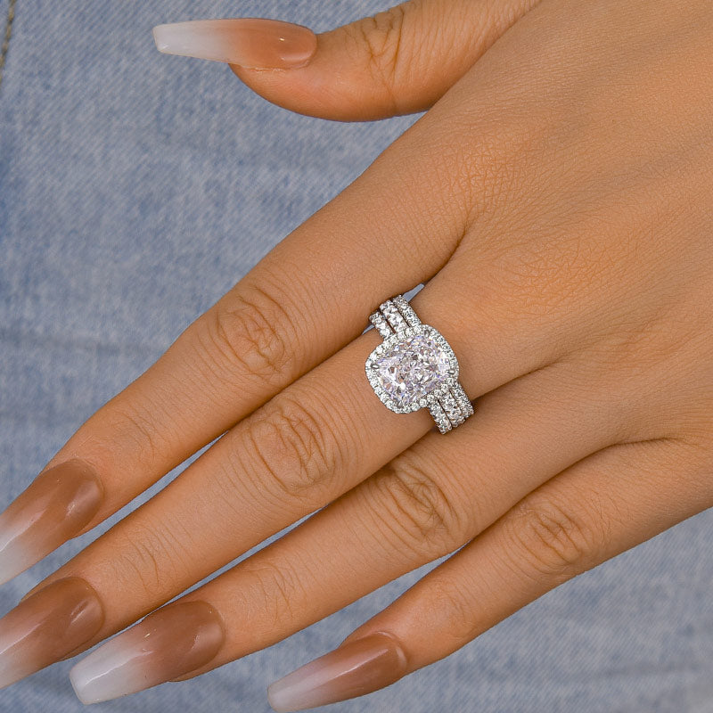 Ahabobo Classic Cushion Cut 3PC Women's Wedding Set