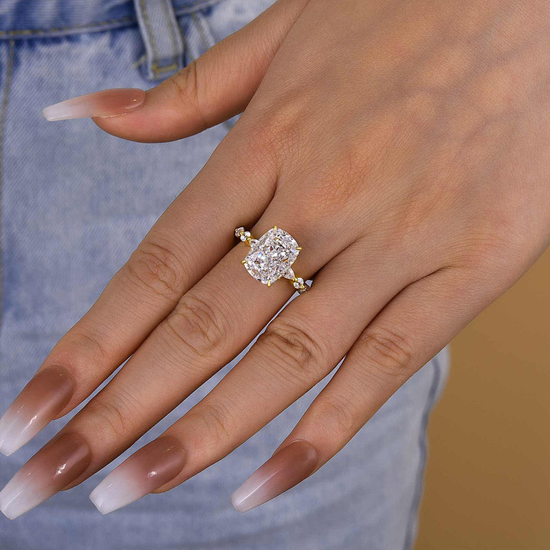 Honorable Yellow Gold Crushed Ice Cushion Cut Engagement Ring