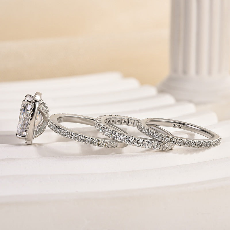 Ahabobo Classic Cushion Cut 3PC Women's Wedding Set