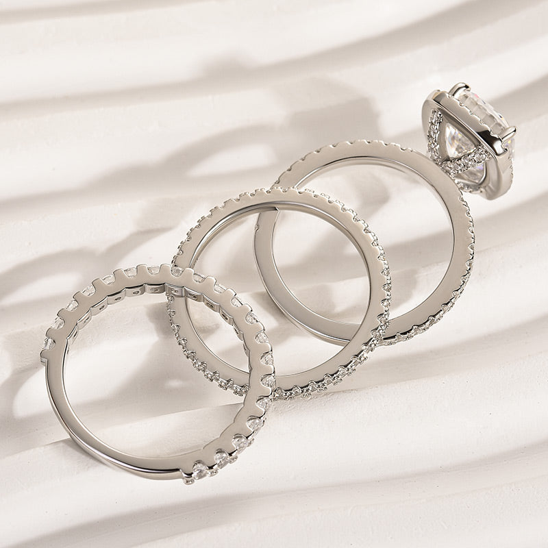 Ahabobo Classic Cushion Cut 3PC Women's Wedding Set