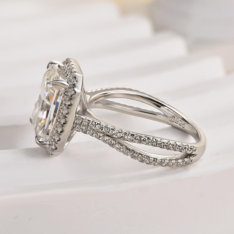 Noble Split Shank Halo Radiant Cut Engagement Ring