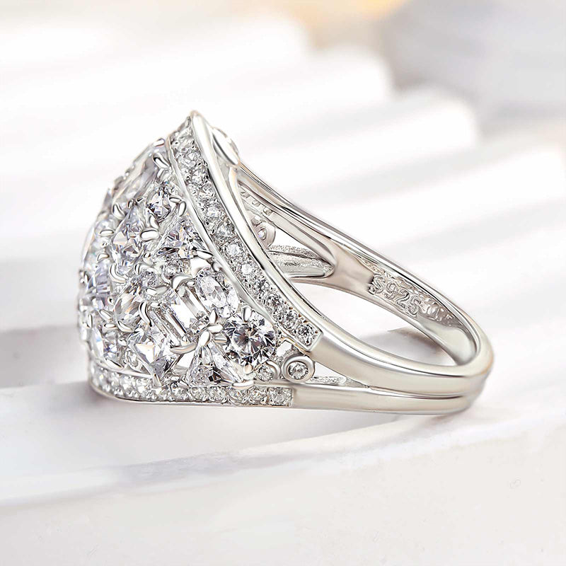 Luxury Cluster Pave Wedding Band