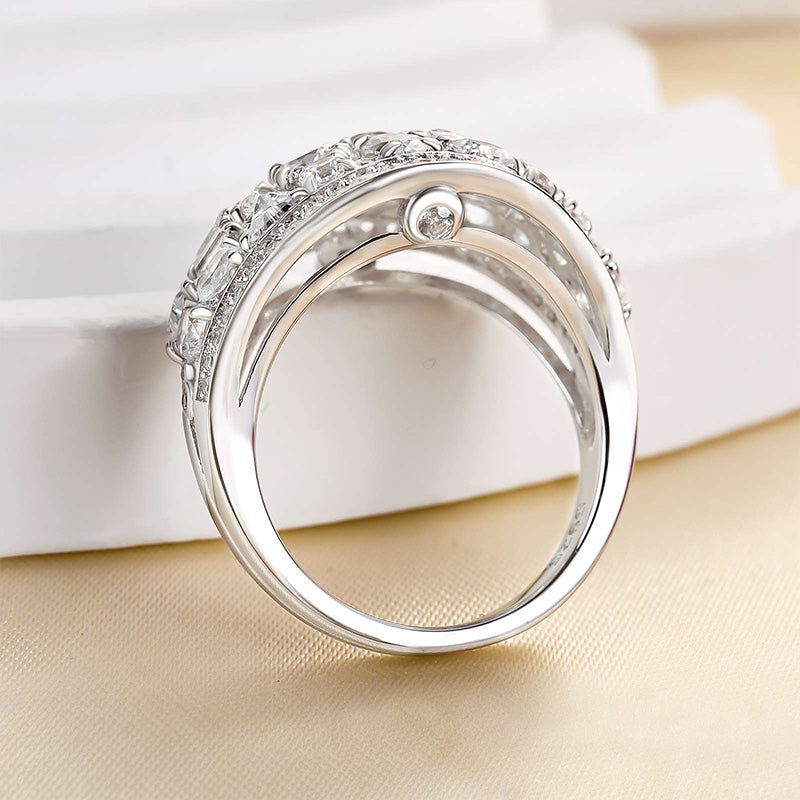 Luxury Cluster Pave Wedding Band