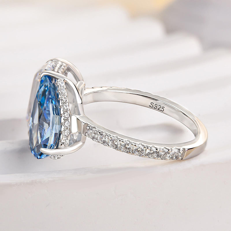 Special Toi et Moi Blue Stone Engagement Ring